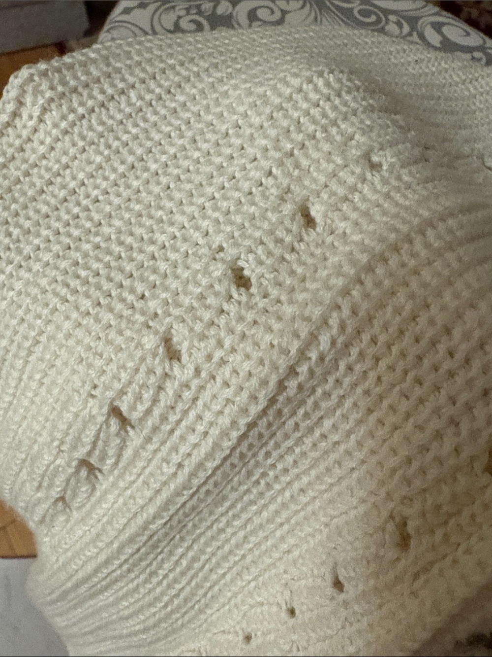 Universal Thread Ivory Open-Front Ribbed Knit Cardigan. Cotton - Picture 9 of 15
